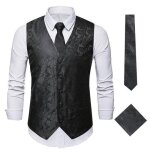 Gilet costume homme classique paisley floral avec cravate et mouchoir de poche - regular fit - sans manches ... Gilet costume homme classique paisley floral avec cravate et mouchoir de poche - regular fit - sans manches ...