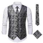 Gilet costume homme classique paisley floral avec cravate et mouchoir de poche - regular fit - sans manches ... Gilet costume homme classique paisley floral avec cravate et mouchoir de poche - regular fit - sans manches ...