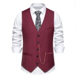 Gilet costume homme formel classique sans manches col v couleur unie pour mariage business parti - taille ...