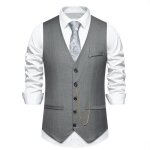 Gilet costume homme formel classique sans manches col v couleur unie pour mariage business parti - taille ...