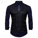 Gilet costume homme formel classique slim fit double boutonnage gilet business elegant sans manches couleur ...