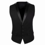 Gilet de costume - hommes - slim - simpleboutonnage - couleur unie - noir