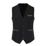 Gilet de costume homme sans manches - marque inconnue - slim fit mariage soire printemps - noir