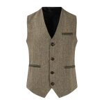 Gilet de costume homme sans manches slim fit col v - marron clair - couleur contraste