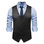 Gilet de costume homme sans manches slim fit mariage soirée fête - noir Gilet de costume homme sans manches slim fit mariage soirée fête - noir