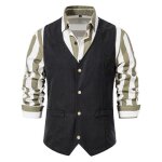 Gilet de costume homme sans manches slim fit vintage - marque inconnue - noir - tailles s - xxl Gilet de costume homme sans manches slim fit vintage - marque inconnue - noir - tailles s - xxl