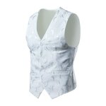 Gilet de costume homme sans manches tissu jacquard slim fit - blanc Gilet de costume homme sans manches tissu jacquard slim fit - blanc