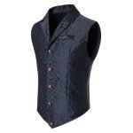 Gilet de costume homme slim col revers sans manche soir�e casual couleur unie imprim� - bleu