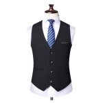 Gilet de costume homme slim col v sans manche business casual - noir