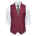 Gilet costume homme slim fit formel classique sans manches col v couleur unie pour mariage business - ...
