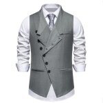 Gilet costume homme slim fit sans manches simple boutonnage couleur unie pour mariage business - taille ...