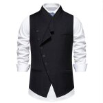 Gilet costume homme slim fit sans manches simple boutonnage couleur unie pour mariage business - taille ...