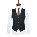 Gilet de costume homme slim fit - sans manche - style business - noir