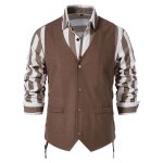 Gilet de costume homme slim sans manches - marron - coupe slim - boutons