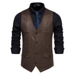 Gilet de costume sude homme slim fit veste sans manches col v couleur unie pour mariage soire fte