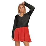 Gilet court femme - hirondelle - manches longues - noir - taille unique - 85% acrylique