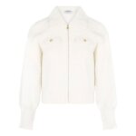 Gilet cru uni  coupe droite avec des manches longues et zip dor