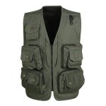 Gilet exterieur multipoches homme de pche photographie veste sans manches en maille couleur unie - vert ...