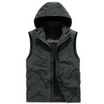 Gilet exterieur veste capuche homme sans manches schage rapide respirant couleur unie - vert militaire ...