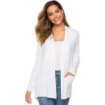 Gilet femme cardigan en tricot mi - longue manches longue couleur unie avec poches pour printemps et ... Gilet femme cardigan en tricot mi - longue manches longue couleur unie avec poches pour printemps et ...