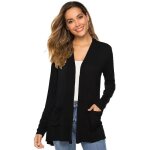 Gilet femme cardigan en tricot mi - longue manches longue couleur unie avec poches pour printemps et ... Gilet femme cardigan en tricot mi - longue manches longue couleur unie avec poches pour printemps et ...