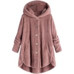 Gilet femme grande taille - rose - bouton lche cardigan laine hiver - col capuche