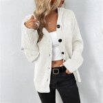 Gilet femme hiver tricot a capuche - manches longues - chaud - blanc Gilet femme hiver tricot a capuche - manches longues - chaud - blanc