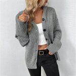 Gilet femme hiver tricot a capuche - manches longues - chaud - gris Gilet femme hiver tricot a capuche - manches longues - chaud - gris