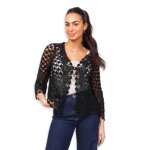 Gilet femme manches 3 / 4 - dentelle en coton - couleur noir