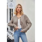 Gilet femme en tricot automne hiver casual cardigan lche manches longues couleur unie tissu confortable ...