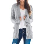 Gilet femme en tricot automne hiver - insfity - manches longues - gris