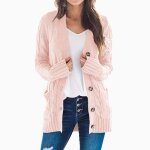 Gilet femme en tricot automne hiver - insfity - manches longues - rose