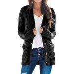 Gilet femme en tricot automne hiver - insfity - noir - manches longues et poches
