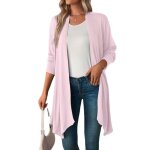Gilet femme en tricot cardigan mi - longue couleur unie manches longues pour printemps et automne