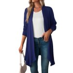 Gilet femme en tricot cardigan mi - longue couleur unie manches longues pour printemps et automne - bleu ... Gilet femme en tricot cardigan mi - longue couleur unie manches longues pour printemps et automne - bleu ...