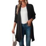Gilet femme en tricot cardigan mi - longue couleur unie manches longues pour printemps et automne - noir ...