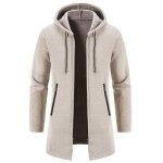 Gilet hiver capuche homme en tricot mi - longue doublé polaire cardigan zippe chaud epais couleur unie ... Gilet hiver capuche homme en tricot mi - longue doublé polaire cardigan zippe chaud epais couleur unie ...