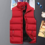 Gilet dhiver en coton pour hommes - funmoon - veste sans manches - rouge - col classique