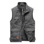 Gilet hiver exterieur homme doublée polaire veste sans manches chaude multi - poches couleur unie - gris ... Gilet hiver exterieur homme doublée polaire veste sans manches chaude multi - poches couleur unie - gris ...