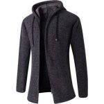 Gilet hiver homme  capuche mi - long double polaire veste zippee chaude epaisse couleur unie - gris ...