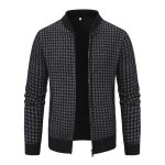 Gilet hiver homme carreaux en tricot chaud doubl� polaire cardigan epais col officier confortable automne ...