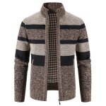 Gilet hiver homme chaud epais doubl polaire col montant cardigan zipp rayures confortable automne hiver ...