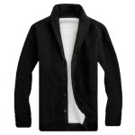 Gilet hiver homme doubl polaire cardigan en tricot chaud epais couleur unie avec poches tissu confortable ...