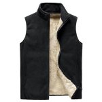 Gilet hiver homme double polaire zippee sans manches col montant couleur unie