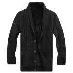 Gilet hiver homme en tricot doubl polaire cardigan chaud epais couleur unie avec poches tissu confortable ...