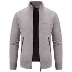 Gilet hiver homme avec zipp� en tricot chaud doubl� polaire col montant casual cardigan epais couleur ...