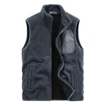 Gilet hiver polaire homme veste sans manches chaude col montant couleur unie