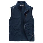 Gilet hiver polaire homme veste sans manches chaude exterieur col montant couleur unie - bleu Gilet hiver polaire homme veste sans manches chaude exterieur col montant couleur unie - bleu