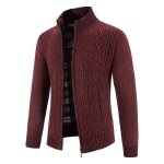 Gilet hiver zipp homme en tricot doubl polaire cardigan chaud epais col montant confortable couleur ...