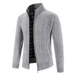 Gilet hiver zipp homme en tricot doubl polaire cardigan chaud epais col montant confortable couleur ...